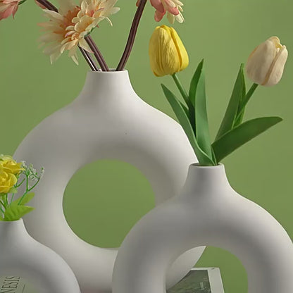 FLORERO ANILLO BLANCO Minimalista